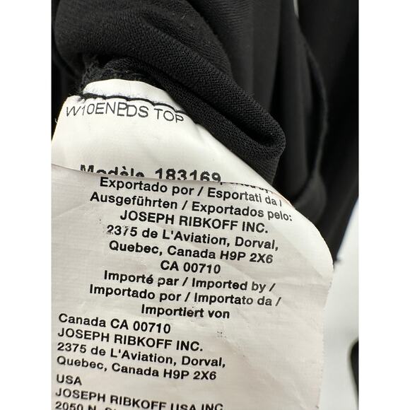 Joseph Ribkoff Top Women 8 Black Open Sleeve Studded Wrinkle Free Blouse - Picture 8 of 8